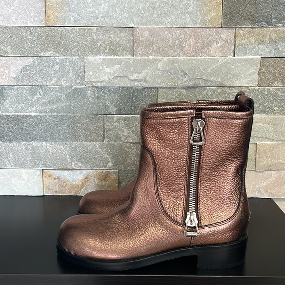 JIMMY CHOO Dondo Rosewood Grainy Calf Leather Biker Boots - Picture 2 of 12